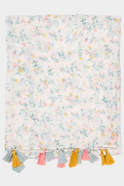 Foulard avec pampilles multicolore femme