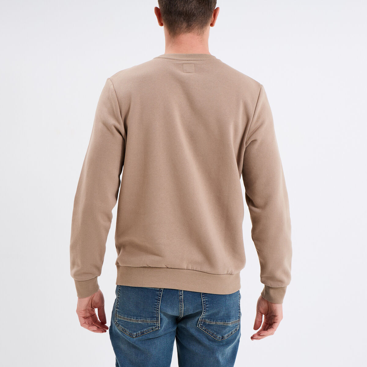 Sweat avec col rond taupe homme