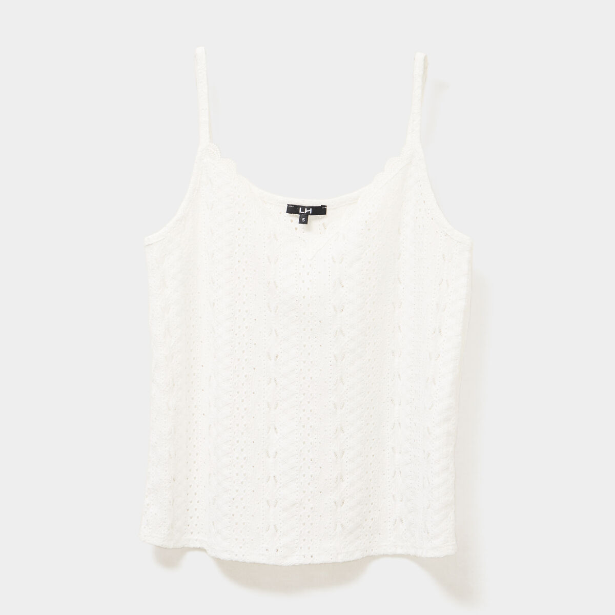 Débardeur broderie anglaise à bretelles blanc femme