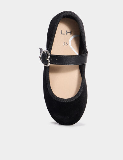 Ballerines effet velours noir fille