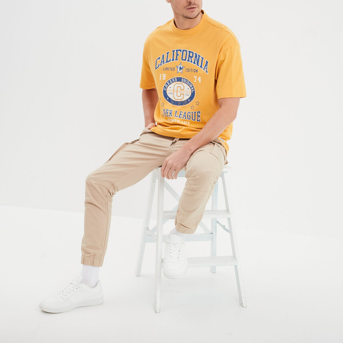 T-shirt oversize manches courtes Creeks jaune or homme