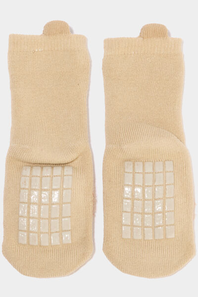 Chaussettes d'int&eacute;rieur marron clair b&eacute;b&eacute; gar&ccedil;on