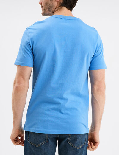 T-shirt col rond manches courtes coton bleu homme