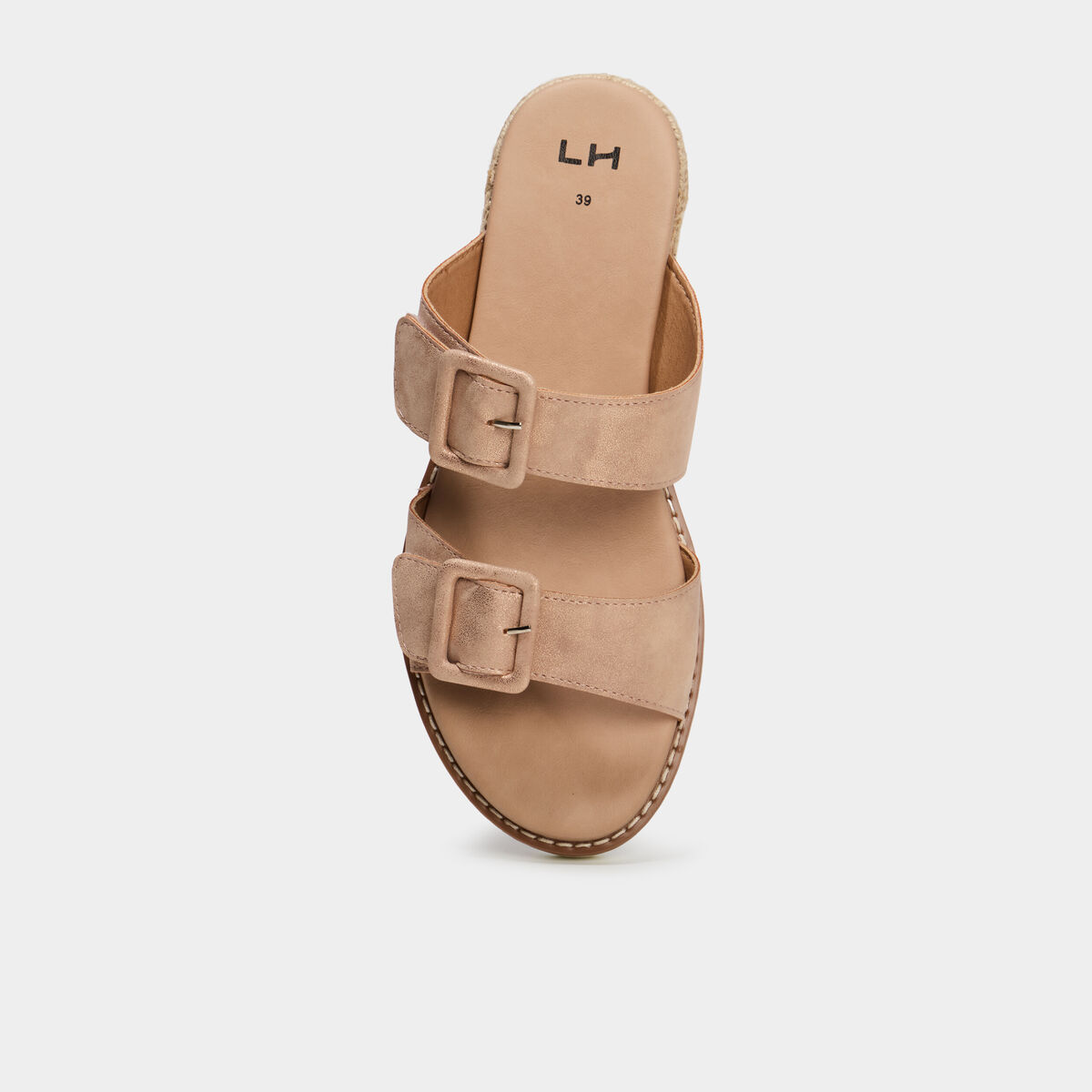 Mules compens&eacute;es &agrave; scratchs rose champagne femme