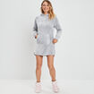 Poncho plaid droit à capuche gris clair femme