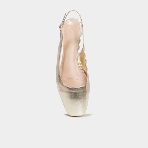 Ballerines slingback bouts carrés jaune or femme
