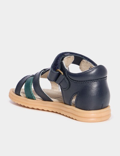 Sandales en cuir bleu marine bébé garçon