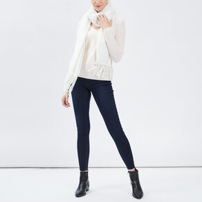 Pull col V manches longues rose clair femme