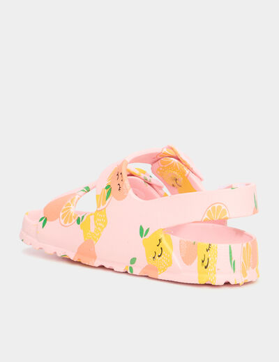 Mules de plage avec boucles multicolore fille