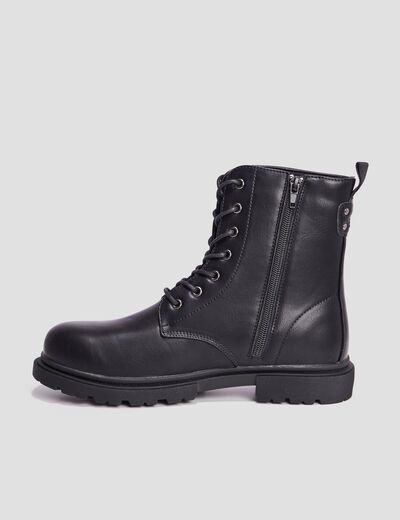 Boots zippées à lacets noir femme