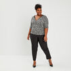 Pantalon droit taille haute noir femme grande taille