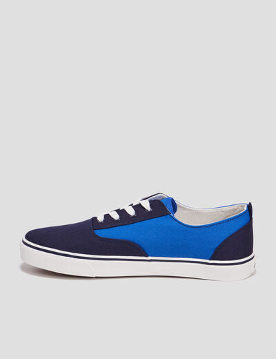 Tennis en toile à lacets bleu homme