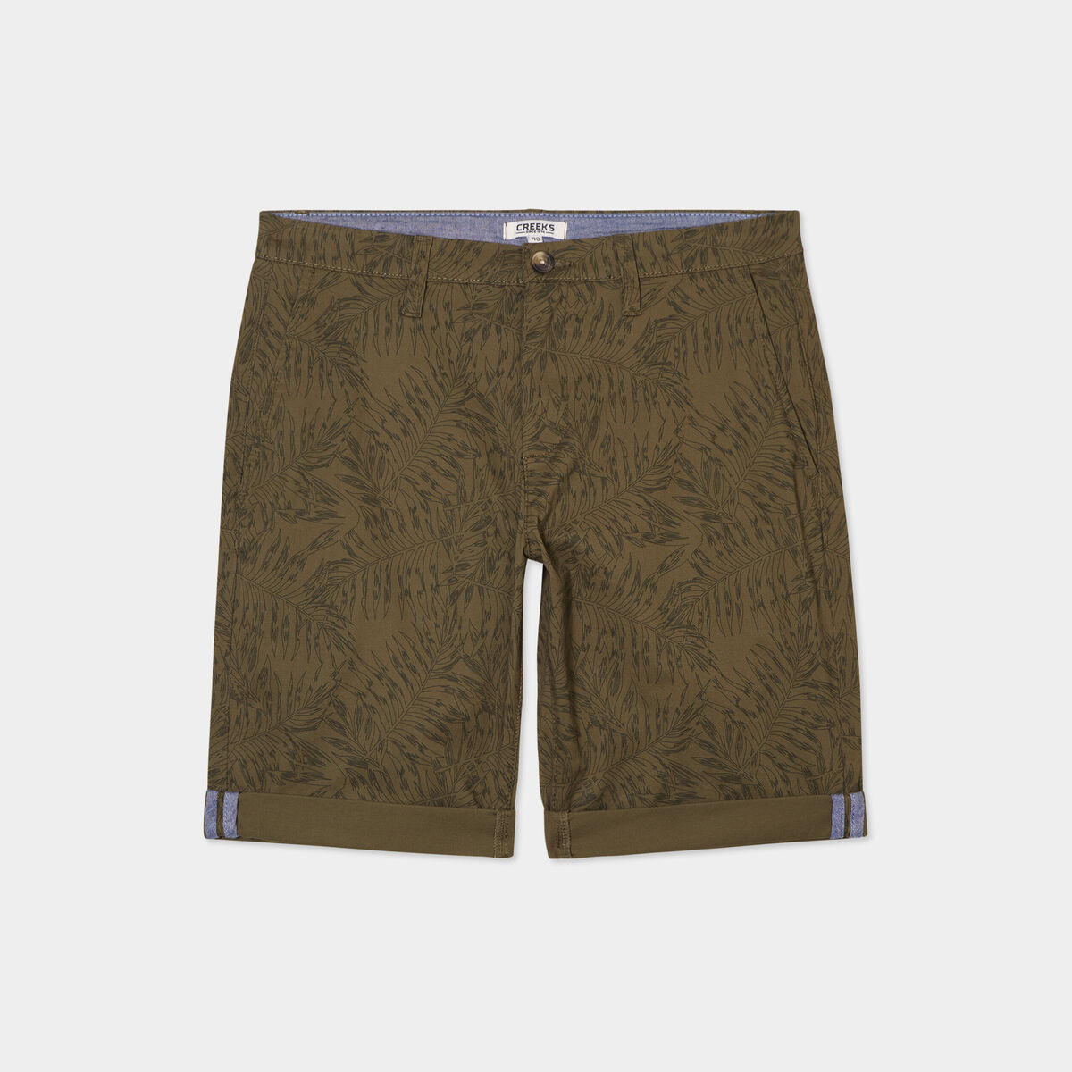 Bermuda short chino droit coton stretch vert kaki homme