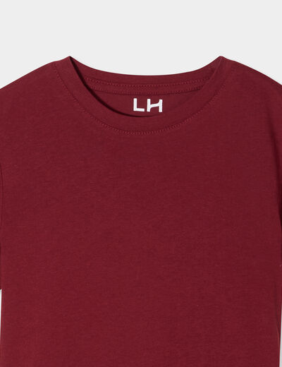 T-shirt en coton manches courtes bordeaux garçon
