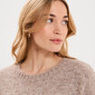 Pull col rond manches courtes beige femme