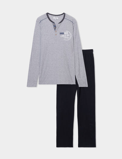Ensemble pyjama 2 pièces gris foncé homme