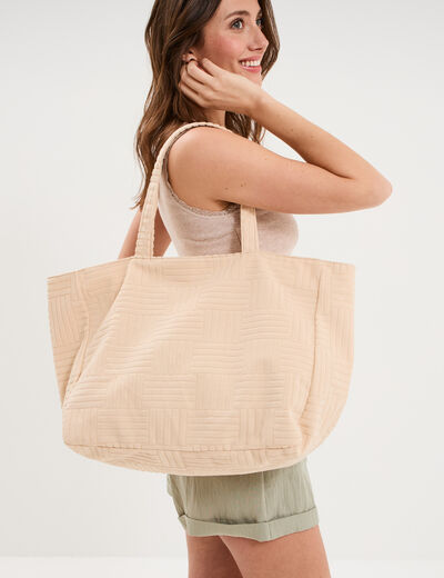 Sac cabas rectangulaire ivoire femme