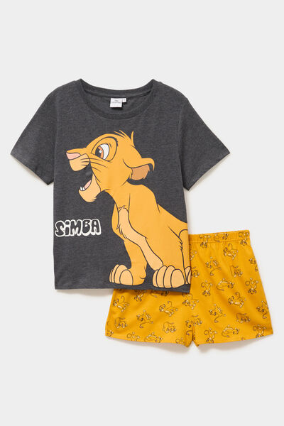 Ensemble pyjama short Le Roi lion Simba gris fonc&eacute; femme