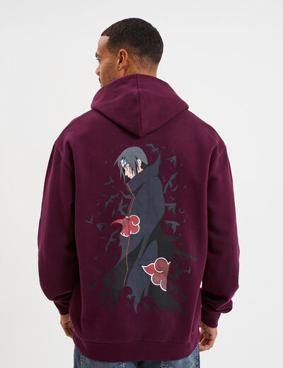 Sweat hoodie 1 poche Naruto Itachi prune homme
