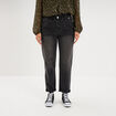Jean paperbag cropped taille &eacute;lastiqu&eacute;e denim noir femme