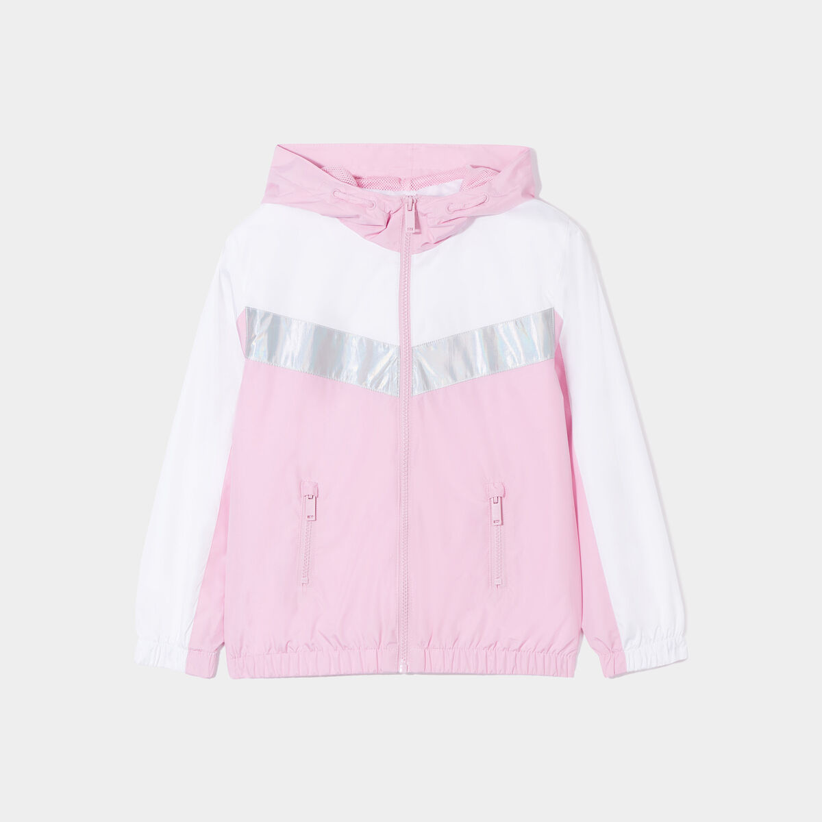 Coupe-vent à capuche zippé rose pastel fille
