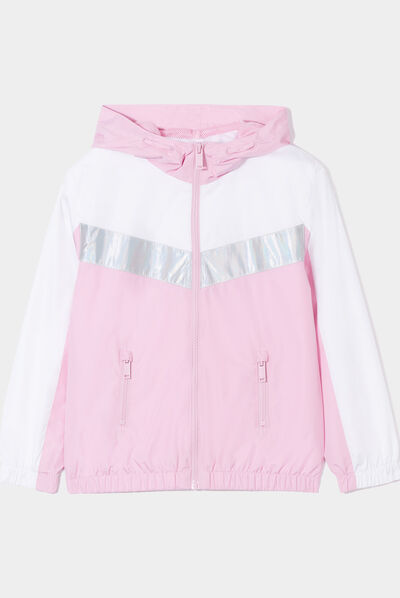 Coupe-vent à capuche zippé rose pastel fille