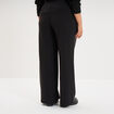 Pantalon effet cr&ecirc;pe long coupe large noir femme grande taille