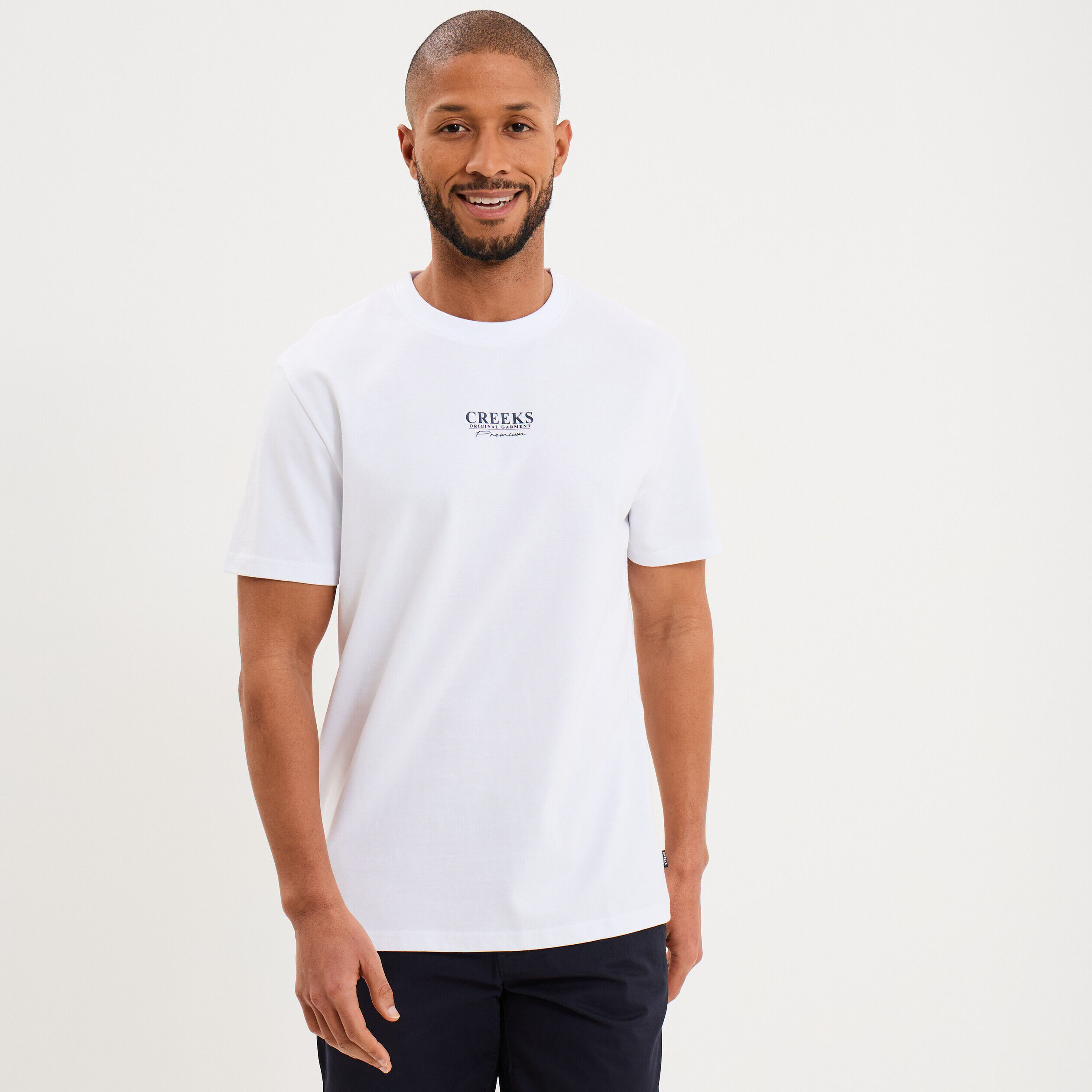 T-shirt droit manches courtes coton blanc homme CREEKS