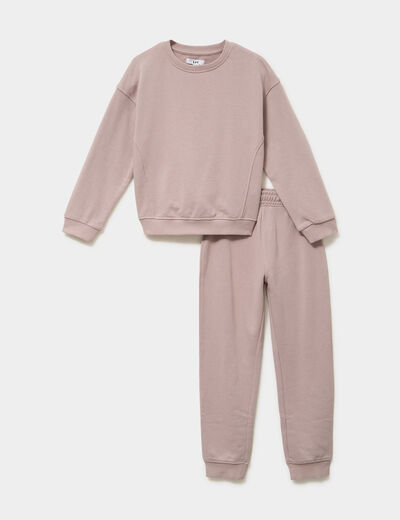 Ensemble de jogging sweat et pantalon marron clair fille