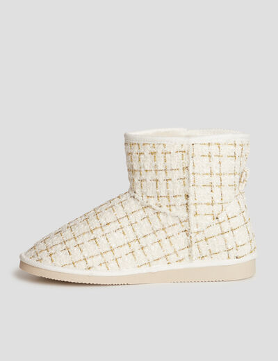 Bottines doublées avec fils métallisés blanc femme