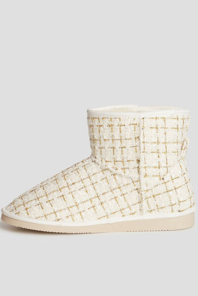 Bottines doublées avec fils métallisés blanc femme