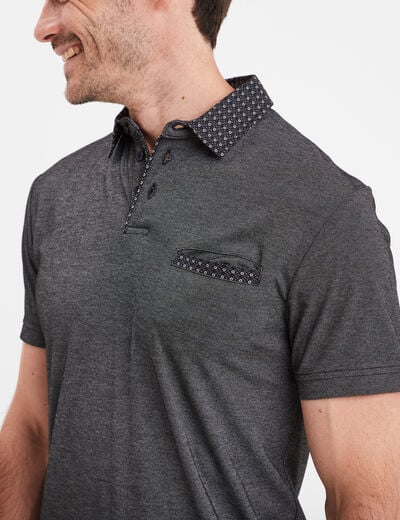 Polo droit manches courtes 1 poche buste gris foncé homme