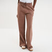 Pantalon jogging large taille &eacute;lastiqu&eacute;e marron cognac femme