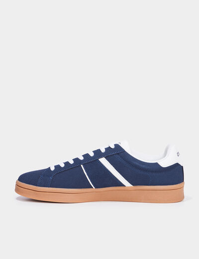 Tennis basses à lacets effet daim bleu marine homme