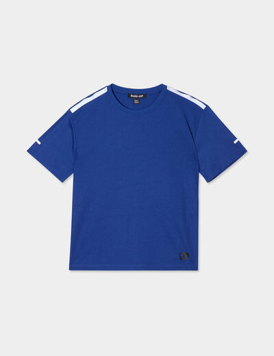 T-shirt oversize manches courtes Run-Up bleu electrique garçon