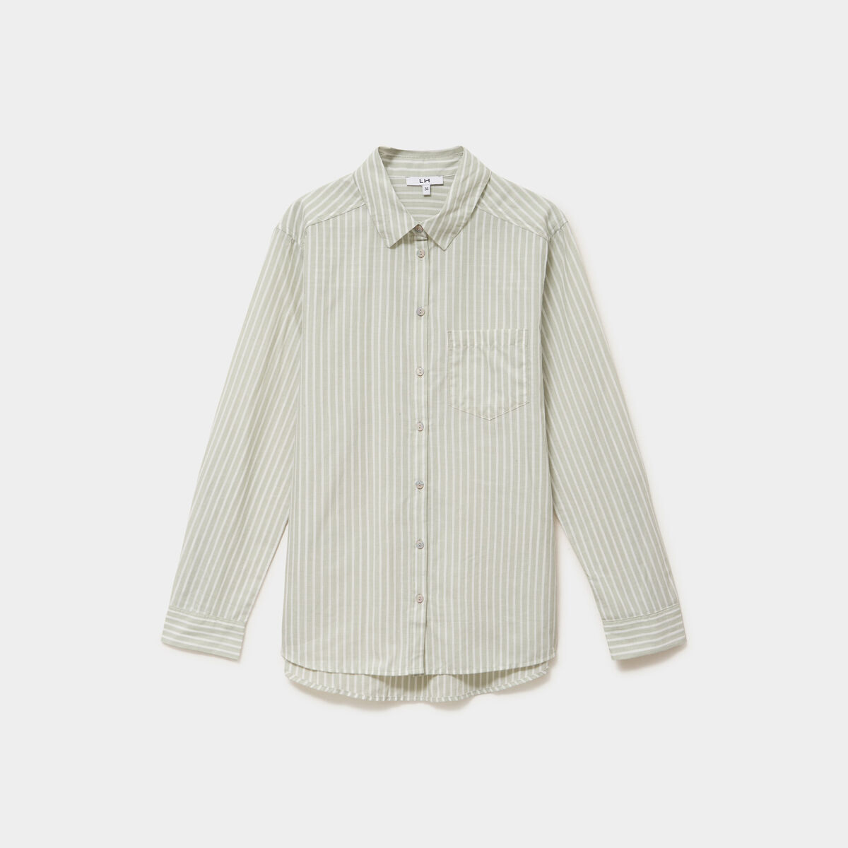 Chemise manches ajustables 1 poche coton vert clair femme