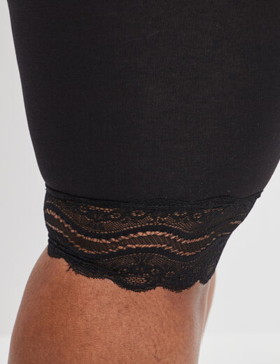 Legging court cycliste à dentelle noir femme grande taille