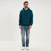 Sweat molleton &agrave; capuche hoodie bleu canard homme