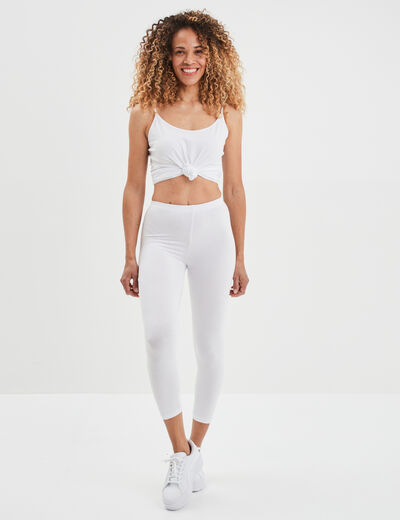Legging élastiqué 7/8ème blanc femme