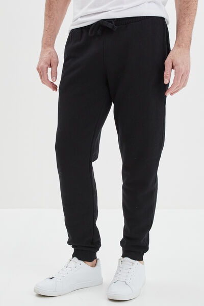Jogging droit molleton noir homme