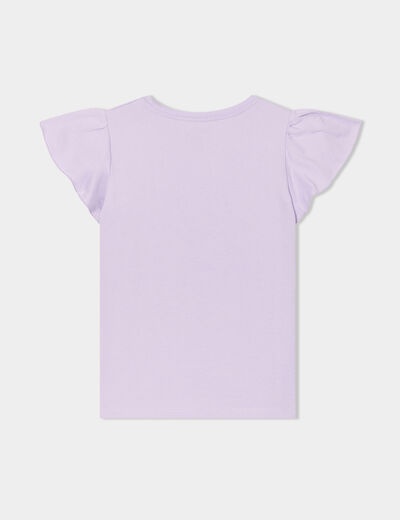 T-shirt manches papillons et paillettes mauve fille