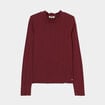 T-shirt côtelé col montant coton Creeks bordeaux femme