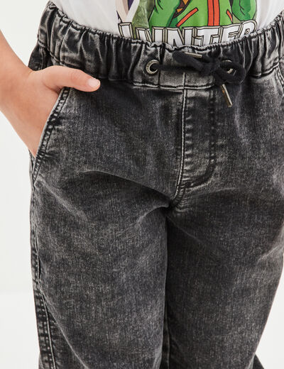 Jeans straight à coulisse gris garçon