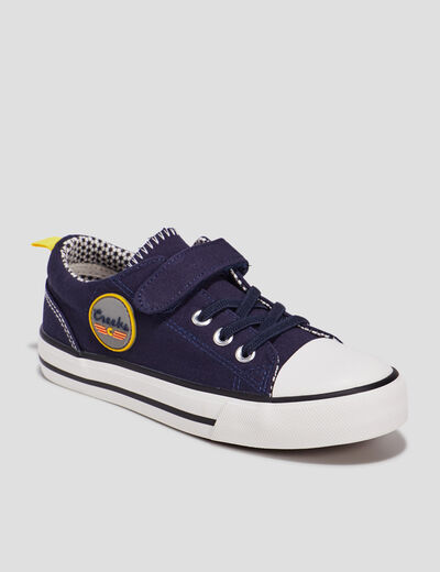 Tennis en toile bout renforc&eacute; &agrave; lacets bleu marine gar&ccedil;on