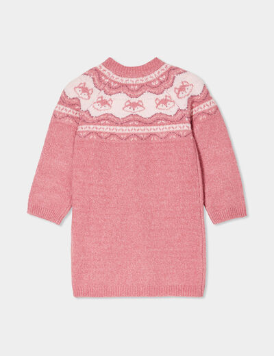 Ensemble robe tricot et collants vieux rose bébé fille