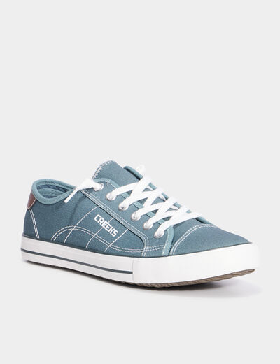 Tennis basses en toile à lacets bleu homme