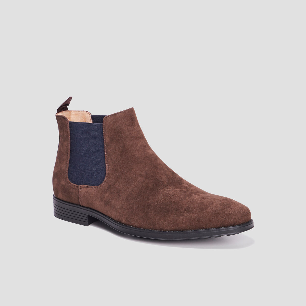 Bottines chelsea effet su&eacute;dine marron fonc&eacute; homme