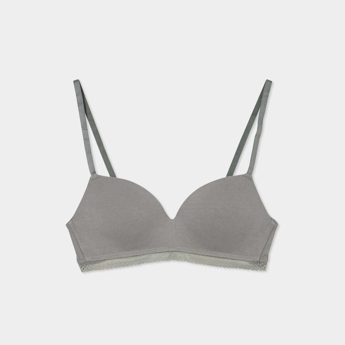 Soutien-gorge triangle paddé coton vert kaki femme