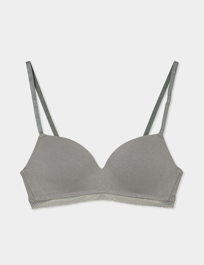 Soutien-gorge triangle paddé coton vert kaki femme