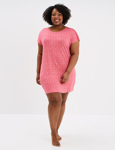 Chemise de nuit manches courtes rouge femme grande taille